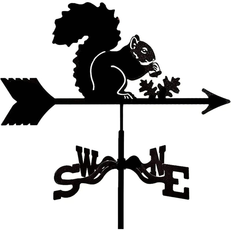 Girouette en métal en Forme d'écureuil, girouette Noire, indicateur de Direction du Vent for décoration de Jardin