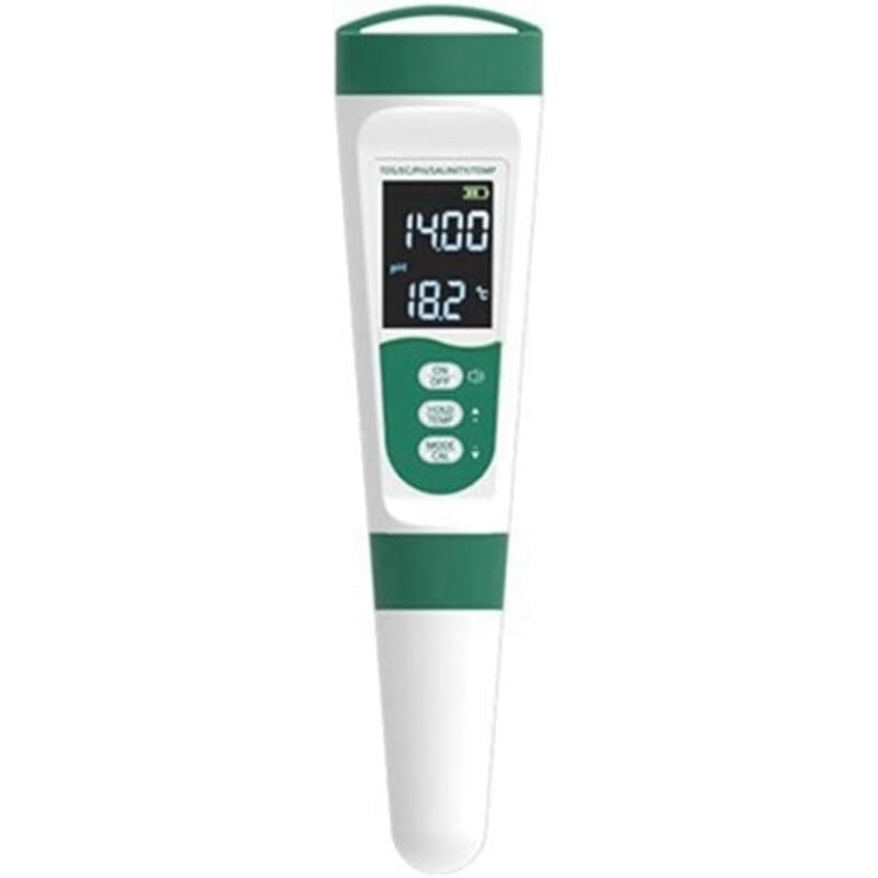 Stylo de Test de Qualité de L' 5 en 1, ModèLe Vocal, Ph-MèTre D'Acidité EC, Compteur de Salinité Tds, Testeur de Qualité de L' Sans Poudre de PH