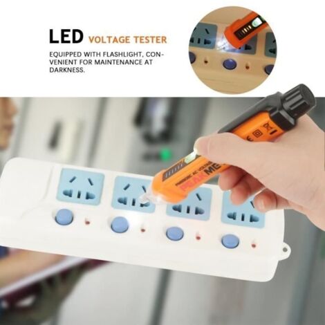 Stylo de testeur de tension de détecteur de PEAKMETER PM8908C NCV avec l'indicateur LED AC12-1000V