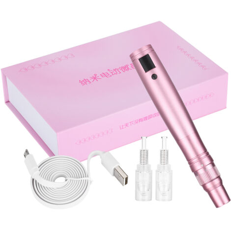 Stylo Dermaroller Rechargeable 5 Vitesses - Appareil de Microponcture Rose