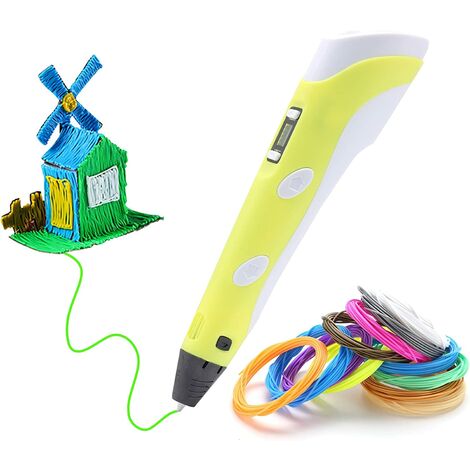 recharges de filament ABS PLA 3 couleurs 9 m cadeau créatif stylo 3D Doodler,bricolage pour enfants et adultes stylo d'impression 3D stylo d'impression de dessin 3D avec écran LCD Stylo 3D 