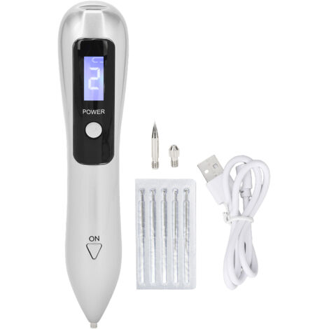 Stylo Électrique Anti-Grains de Beauté Laser, Portable USB, 800mAh, Élimination Ciblée, Argenté