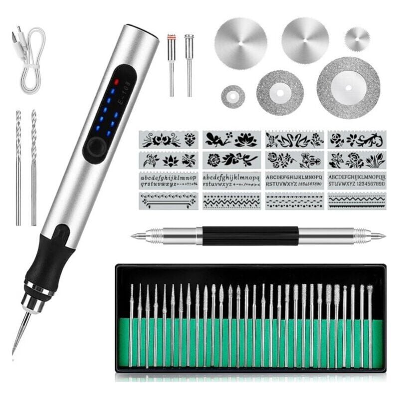 Stylo Graveur Électrique Sans Fil, Outil de Gravure Multifonction, Mini Outil Graver Bricolage, Outil Rotatif Bricolage Portable, USB Rechargeable,