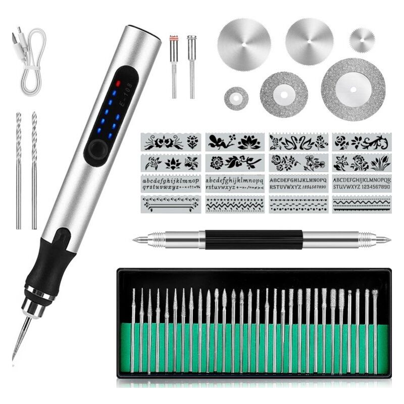 Coocheer - Stylo Graveur Électrique Sans Fil, Outil de Gravure Multifonction, Mini Outil Graver Bricolage, Outil Rotatif Bricolage Portable, usb