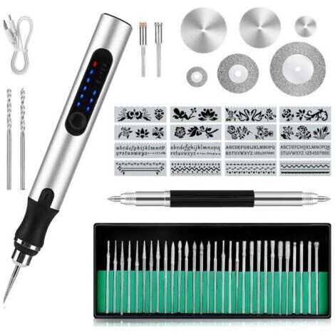 Stylo Graveur Électrique Sans Fil, Outil de Gravure Multifonction, Mini Outil Graver Bricolage, Outil Rotatif Bricolage Portable, USB Rechargeable, Pour Métal Verre Pierre Plastique