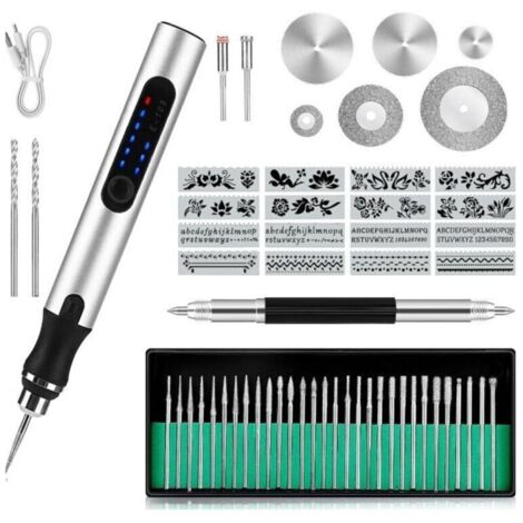 Stylo Graveur Électrique Sans Fil, Outil de Gravure Multifonction, Mini Outil Graver Bricolage, Outil Rotatif Bricolage Portable, USB Rechargeable, Pour Métal Verre Pierre Plastique