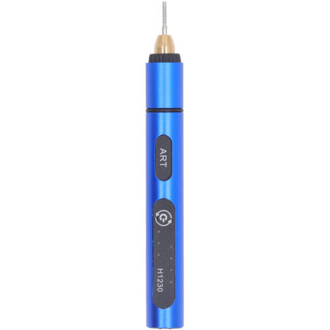 Stylo Graveur USB Rechargeable 5V avec 4 Fraises - Mini Machine à Graver Portable en Aluminium Bleu