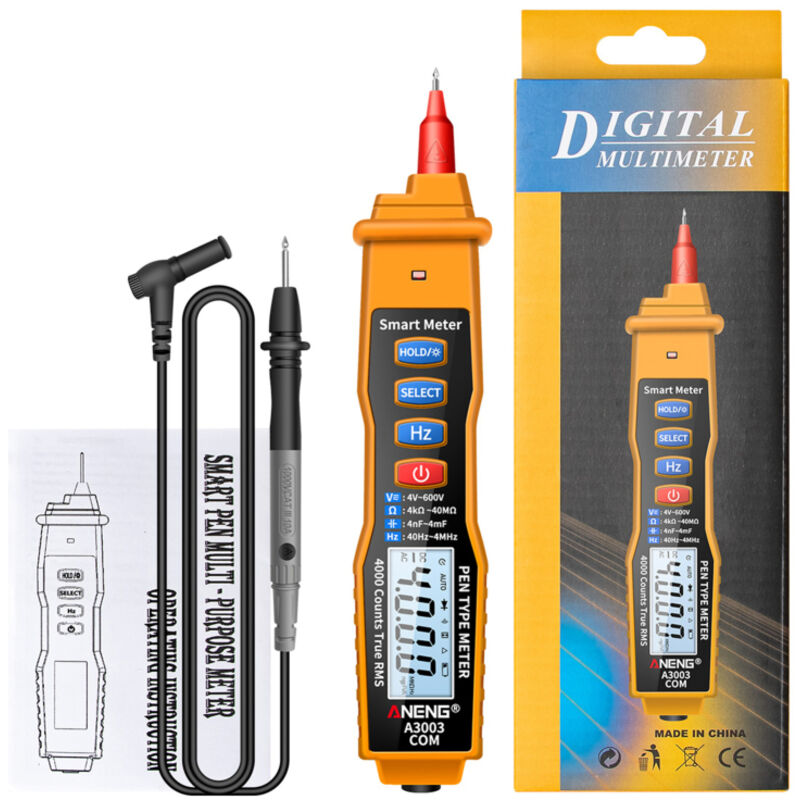 Stylo numérique multimetre NCV, voltmetre AC/DC ohmmetre avec mesure de resistance, capacitance, test de ligne active, tester portable 4000 comptes LC