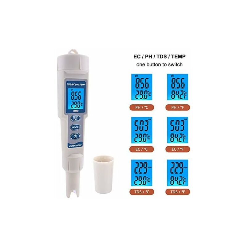 Forehill - Stylo Portable tds/ec/temp/ph Mètre Testeur Quatre-en-Un