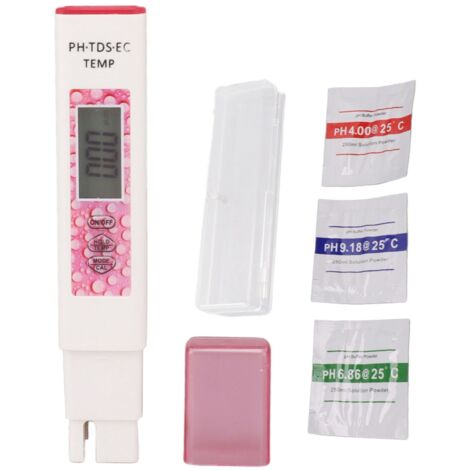 Stylo Testeur d'Eau 4 en 1 - Mesure Précise PH, TDS, EC et Température - Rose Portable