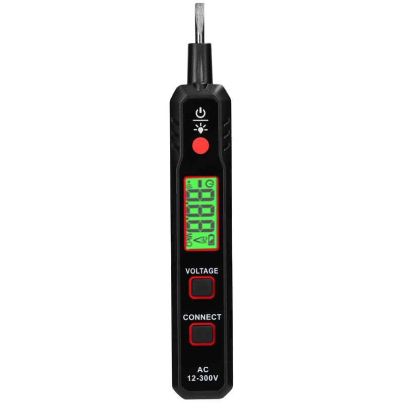 Stylo testeur électrique LCD, testeur tension AC12-300V, détecteur phase/neutre, localisateur coupures câbles, lampe torche, alarme sonore