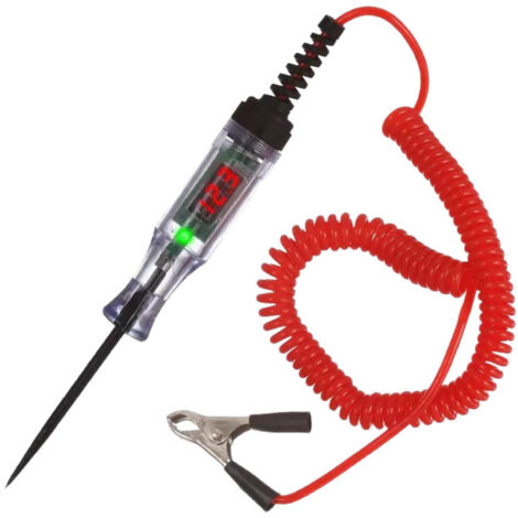 Stylo testeur électrique pour voiture, lampe de test LED, affichage numérique, stylo testeur de fusibles de circuit de réparation automobile, fil à ressort rouge + affichage numérique [3V ,48V]