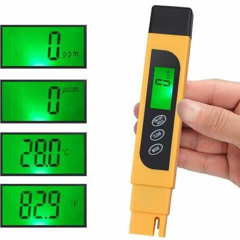 Stylo testeur numérique TDS portable pour la qualité de l'eau : mesure de la conductivité électrique (TDS), de la pureté et de la température (ppm), thermomètre et 4 modes d'affichage.