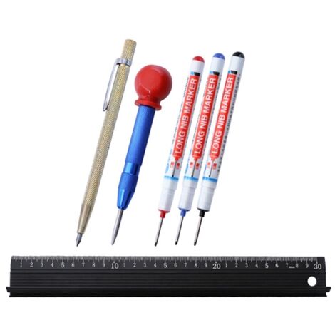 Stylos marqueurs à longue tête pour le travail du bois, marqueurs de décoration à trous profonds polyvalents, fournitures scolaires et de bureau,blue white black