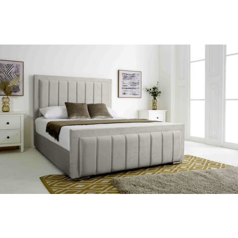 Stylus Silver Plush Velvet Double Bed Frame