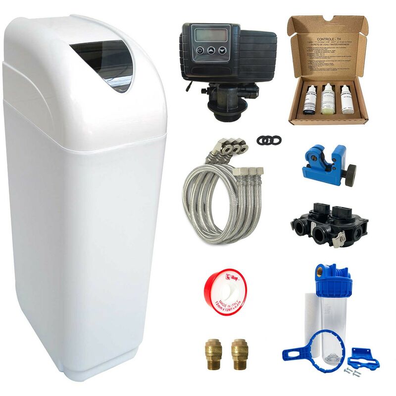 

Suavizador de agua 14L Fleck 5600 SXT completo con prefiltración y accesorios de montaje