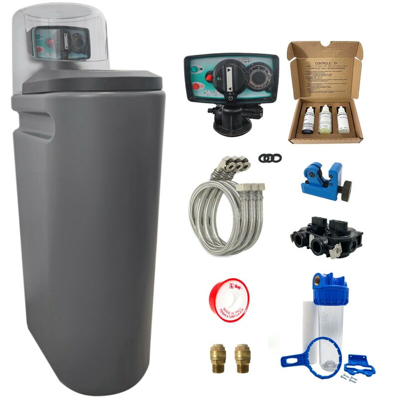 

Suavizador de agua 30L Fleck 5600 MV completo con prefiltración y accesorios de montaje