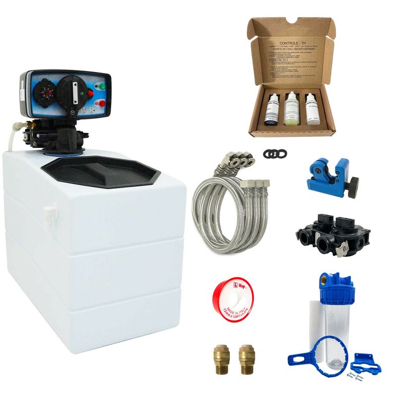 

Suavizador de agua 4L Fleck 5600 MC completo con prefiltración y accesorios de montaje