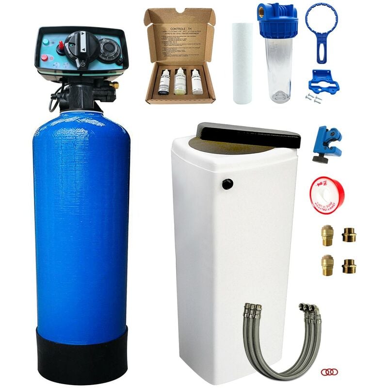 

Pentair - Suavizador de agua bi-bloque 30L Fleck 5600 MV completo con prefiltración y accesorios de montaje