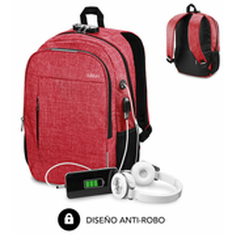 

Subblim Mochila para Portátil y Tablet con Salida USB Subblim Urban Lock Backpack 16' Red