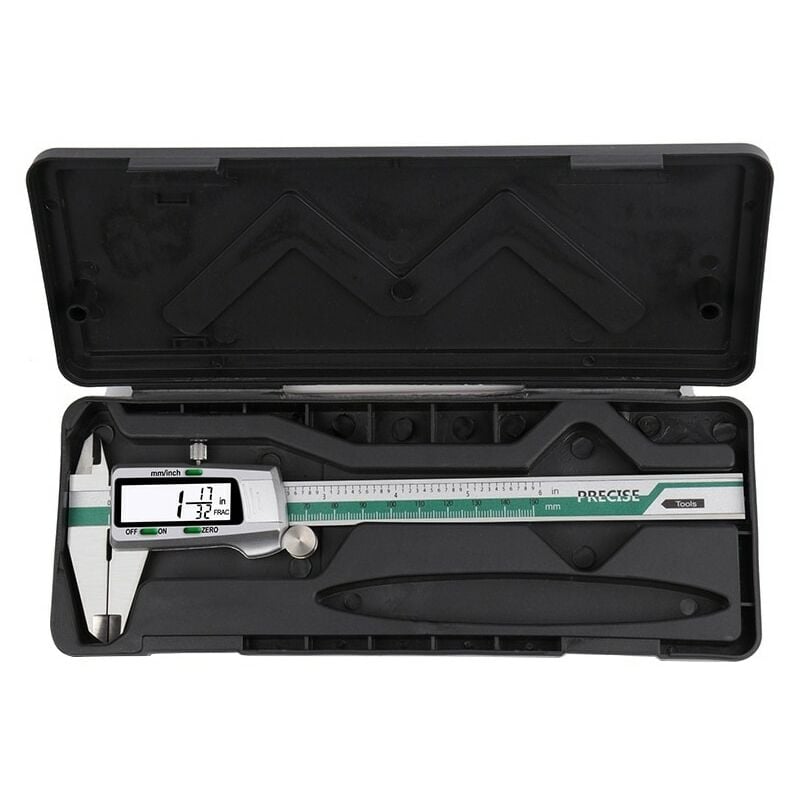 Jusch - Subler Digital insize 0-150 mm, 0,01 mm, acier inoxydable, électronique de mesure, lcd, étanche, argent/vert