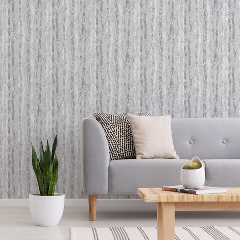 Modern 3D Wall Paper Silver Grey Striped Textured Wallpaper Background, Off  white