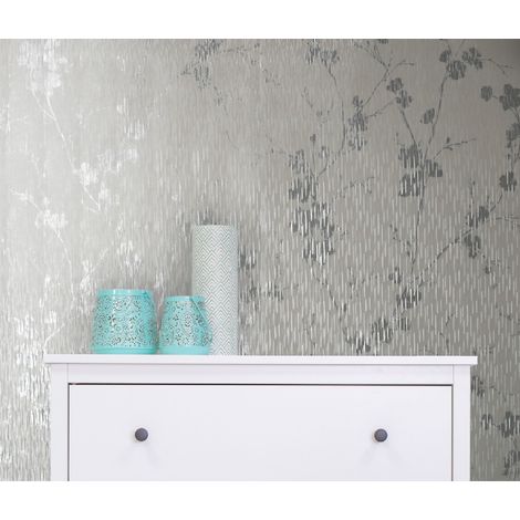 Sublime Silver Theia Metallic Floral Wallpaper