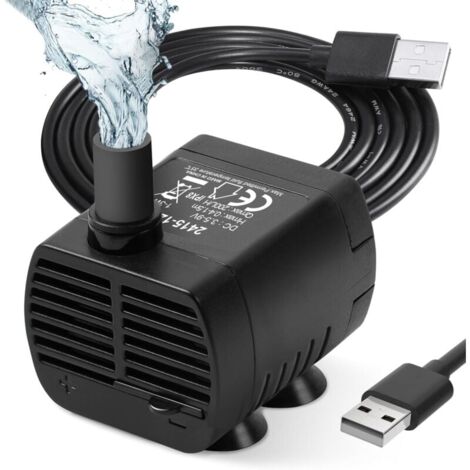 Submersible Aquarium Pump, Adjustable 200L/H 3W Extra Quiet USB Catit Pond Pump Aquarium Fountain Fish Tank 1.4m Cable MUMU