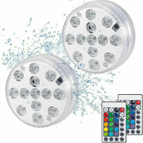 Submersible LED Light 2 Pack 13 LED RGB Decorative Submersible LED Lights with RF Remote Controls Waterproof Ideal for Spa Aquarium Pond Pool Garden Spa Accessory