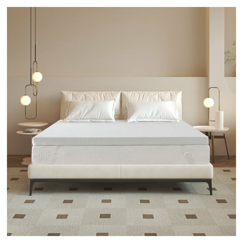 Surmatelas 90 x 190 x 5cm | Mémoire de Forme avec Gel | Conception ergonomique | Sommeil à température régulée | avec Housse en Amovible et Lavable