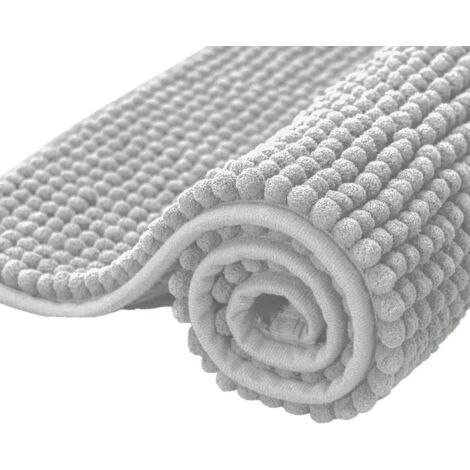 subrtex Tappeto Bagno Antiscivolo, Tappeti Bagno Moderni, Tappetino Terra in Microfibra Ciniglia Morbido(40×60cm, Grigio Chiaro)