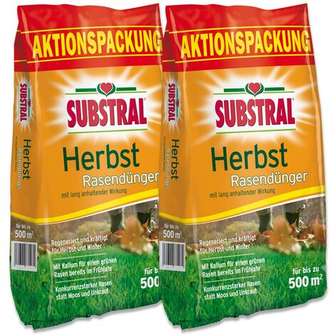 Substral Herbst-Rasendünger Kaliumreich, NPK 6-5-10 mit Eisen, 2 x 12,5 kg