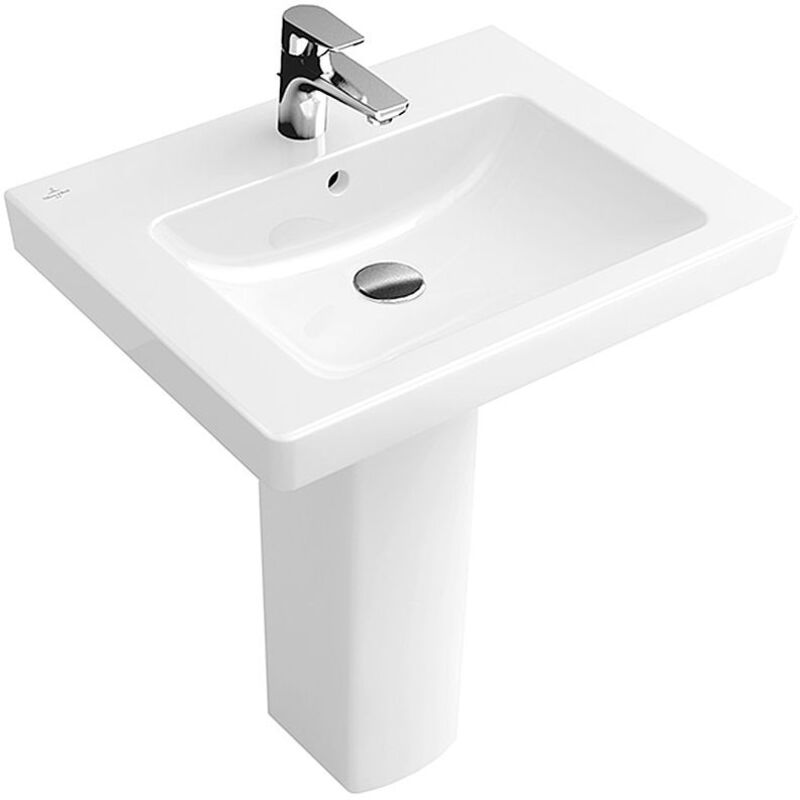 Villeroy & Boch Villeroy&boch - Waschbecken Subway 2.0 711360 600x470mm Rechteck 1 Hahnloch Mit Überlauf Weiß Alpin