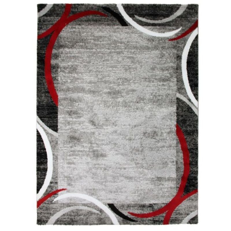 Les Tendances - metro - Tapis vintage encadre rouge et gris 160x230