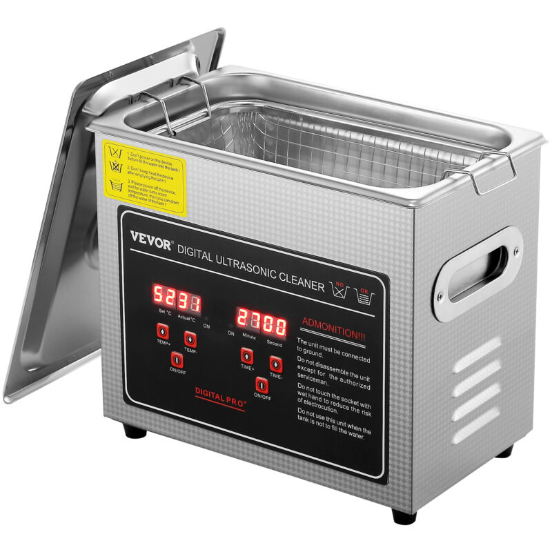 VEVOR Ultraschallreiniger Ultraschall Edelstahl-Reinigungsgerät 150 W, 3 L Ultraschallreinigungsgerät mit Digitaler Anzeige 0-30 Min, Reinigung Ultraschall für Schmuck, Brillen, Uhren usw.