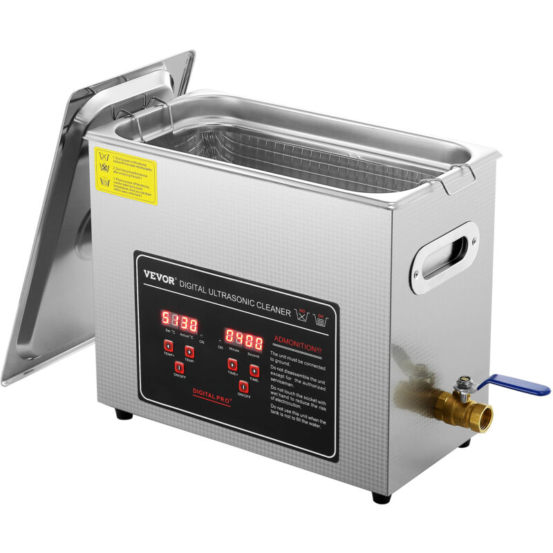 VEVOR Ultraschallreiniger 6 L, Ultraschall Edelstahl-Reinigungsgerät 300 W, Ultraschallreinigungsgerät mit Digitaler Anzeige 0-30 Min, Reinigung Ultraschall für Schmuck, Brillen, Uhren usw.