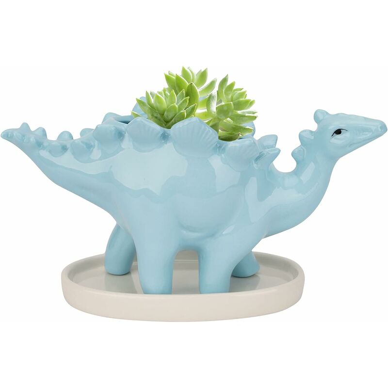Succulente Céramique Pot, Dinosaure Plante Pot, Cactus Pots de Fleurs avec Soucoupe, Mini Intérieur Pot de Céramique Mignon Animal pour Bureau Maison