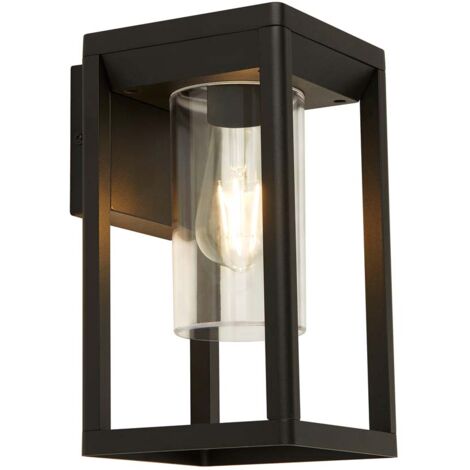 Suchscheinwerfer 1Lt Außenwandlicht, schwarz mit klarem Diffusor