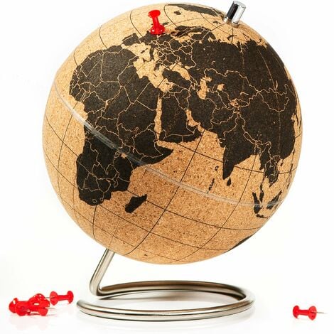 Suck Uk Cork Globe Mappamondo, Sughero, Transparente, 15x15x19 cm