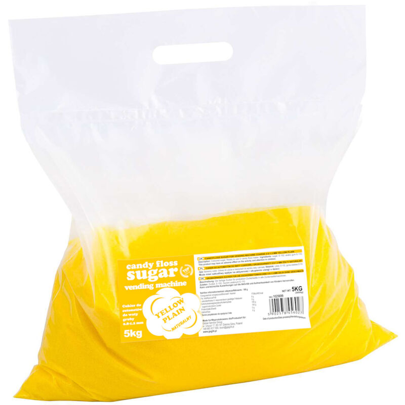 Sucre pour machine à barbe à papa, granulation 0,8-1,2mm, arôme naturel JAUNE 5kg