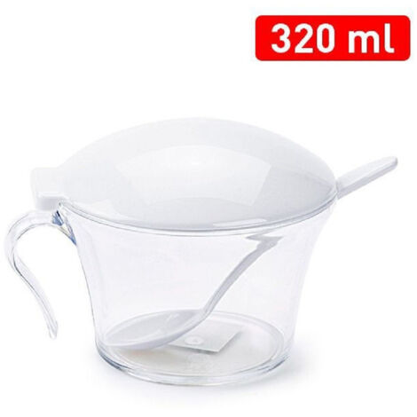 Sucrier En Plastique Avec Cuillère 320ml Blanc 1129801