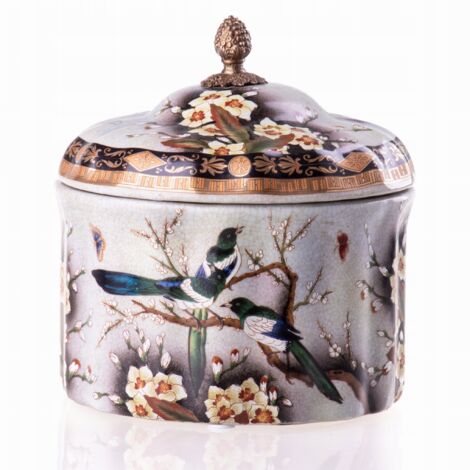 Sucrier en porcelaine craquelée de couleur marron