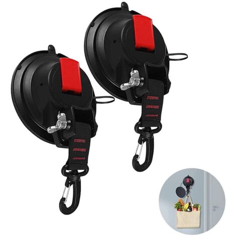 Suction Cup with Tie Down Hook Mount, 2 Pcs Car Suction Cup Hook Multi-Purpose Anchor Suction Cups, for Car Side Awning, Boat, Camping, Tents, Luggage