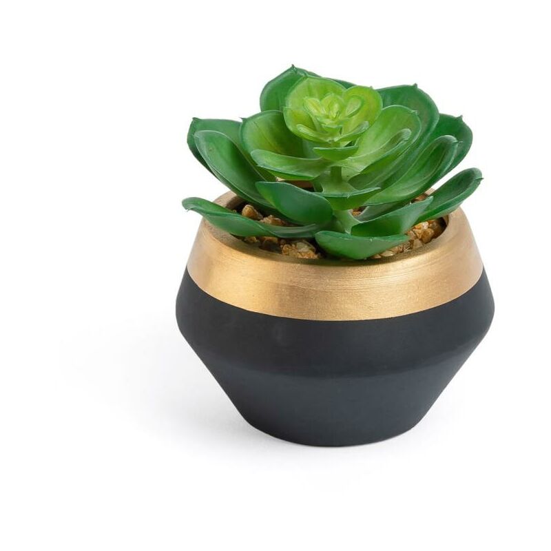 

Kave Home - Planta artificial Consolva con maceta de cerámica negro y dorado 10 cm