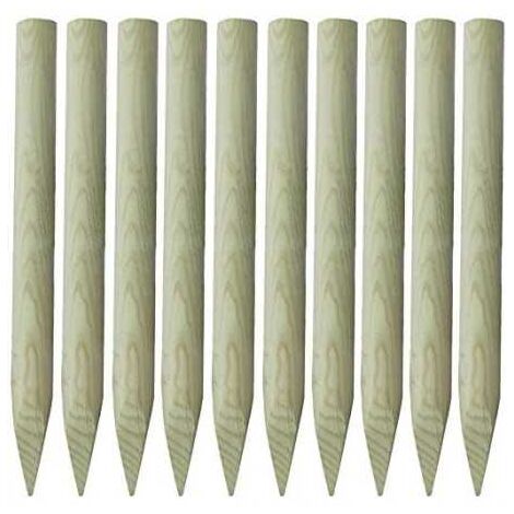 Sud Bois - 10x Piquets Ø60mm de Clôture Bois 100 cm (1m) Bordures de Jardin à Planter en Pin Classe 4