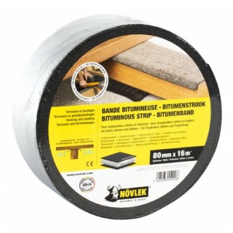 Sud Bois – Bande bitumineuse pour lambourdes 80mm x 16m – Protection contre l'humidité – Installation rapide avec agrafes – Effet parapluie - 80mmx16m