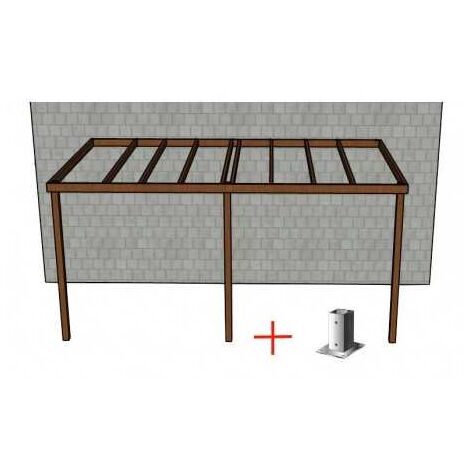 Sud Bois – Carport adossé en douglas traité naturel 3m x 5m – Structure légère avec supports – Hauteur 2.4m – Quincaillerie incluse
