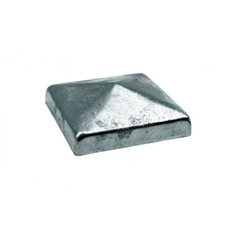 Sud Bois – Chapeau de poteau carré pyramide 71x71mm – Zingué à chaud – Fixation par 2 trous de 2.5mm – Protection contre intempéries