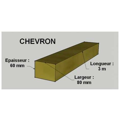 Sud Bois – Chevron 60x80mm sapin/épicéa brut traité classe 2 – Longueur 3m – Section réelle 53x73mm – Pour constructions bois durables