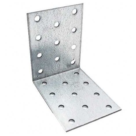 Sud Bois – Équerre de fixation galvanisée multi-trous 80x80x60mm Ep. 2,5mm – Acier renforcé pour assemblage structures bois – 24 trous